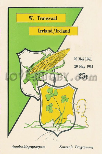 1961 Western Transvaal v Ireland  Rugby Programme